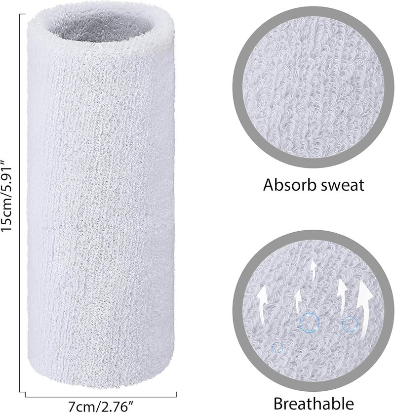 COMNICO Wrist Sweatbands Elastic Sport Wristbands 6 Inch Absorbent Terry Cloth Armbands Long Cotton Athletic Wrist Bands for Working Out Football Basketball Tennis Gym Costumes Cosplay - Image 2